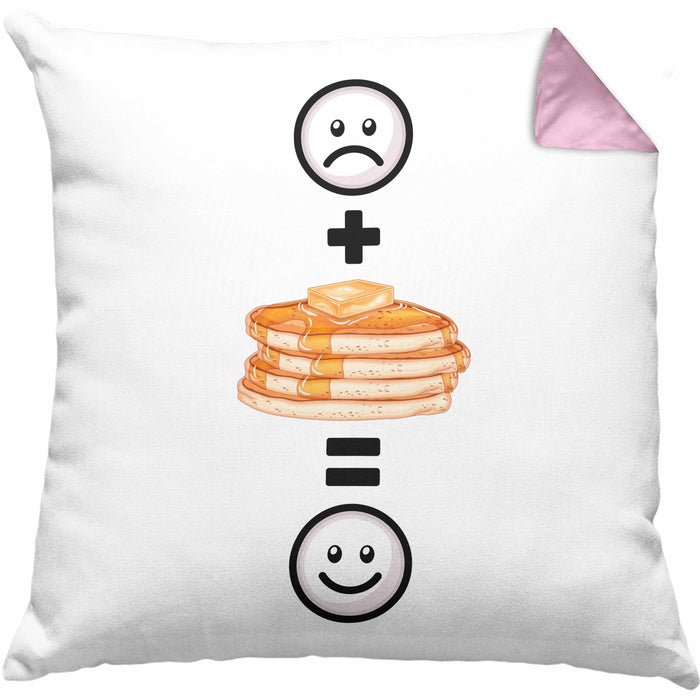 Pfannkuchen Pancaked Kissen mit Füllung 40x40 Geschenk für Pfannkuchen-Liebhaber Lustige Geschenkidee :( + Pfannkuchen = :) Geburtstag (Grau) Rosa Trendation