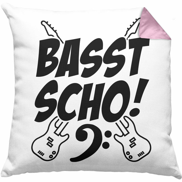 Bassist Kissen mit Füllung 40x40 Geschenk Bass-Spieler Geschenkidee Basst Scho ! (Grau) Rosa Trendation