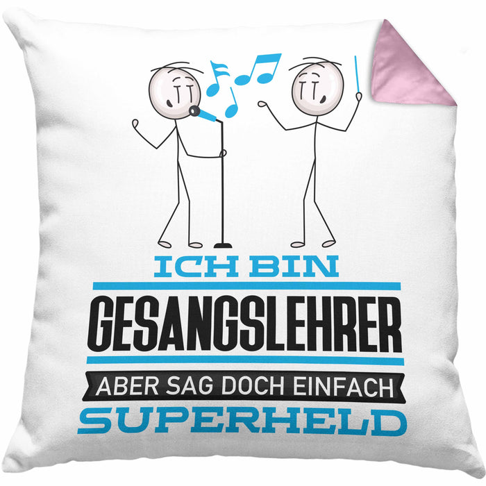 Gesangslehrer Geschenk Kissen mit Füllung 40x40 Ich Bin Gesangslehrer Aber Sag Doch Einfach Superheld Lustige Geschenkdiee für Gesangslehrer (Grau) Rosa Trendation