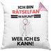 Rätselfan Geschenk Kissen mit Füllung 40x40 Lustiger Spruch Ich Bin Rätselfan Warum Weil Ich Es Kann Geschenkidee Bester Rätselfan Geburtstag (Grau) Rosa Trendation