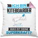 Kiteboarder Kissen mit Füllung 40x40 Geschenk für Kiteboarder Geburtstag Lustiger Spruch Was Ist Deine Superkraft (Grau) Rosa Trendation