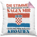 Kroatien Kissen mit Füllung 40x40 Urlaub Heimat Geschenk Spruch Kroatie Geschenkidee (Grau) Rosa Trendation