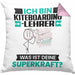 Kiteboarding-Lehrer Kissen mit Füllung 40x40 Geschenk für Kiteboarding-Lehrer Geburtstag Lustiger Spruch Was Ist Deine Superkraft (Grau) Rosa Trendation
