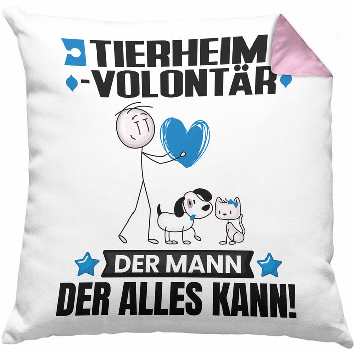 Tierheimvolontär Kissen mit Füllung 40x40 Geschenk für Tierheimvolontär Der Mann Der Alles Kann Geschenkidee zum Geburtstag (Grau) Rosa Trendation