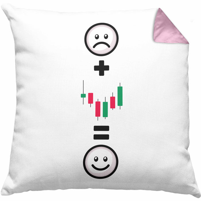 Daytrader Kissen mit Füllung 40x40 Geschenk für Aktien Börse Trading Lustige Geschenkidee :( + Aktien Kurse = :) Geburtstag (Grau) Rosa Trendation