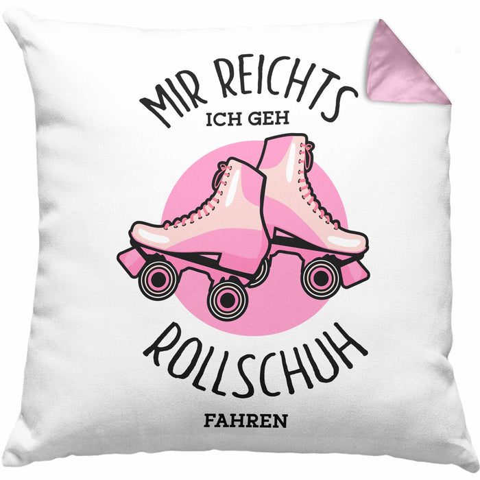 Lustige Rollschuh-Kissen mit Füllung 40x40 Geschenk für Rollschuhfahrerinnen Mir Reichts (Grau) Rosa Trendation