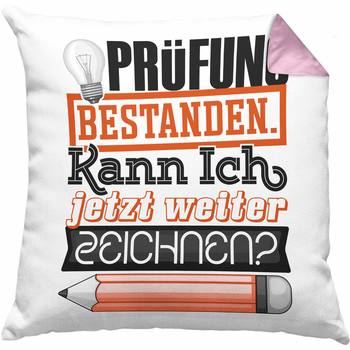 Bachelor Master Prüfung Bestanden Geschenk Kissen mit Füllung 40x40 Studium Prüfung Bestanden Kann Ich Jetzt Weiter Zeichnen Künstlerin (Grau) Rosa Trendation