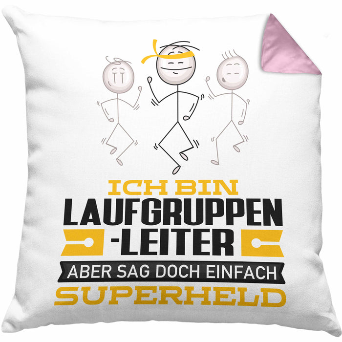Laufgruppenleiter Geschenk Kissen mit Füllung 40x40 Ich Bin Laufgruppenleiter Aber Sag Doch Einfach Superheld Lustige Geschenkdiee für Laufgruppenleiter (Grau) Rosa Trendation