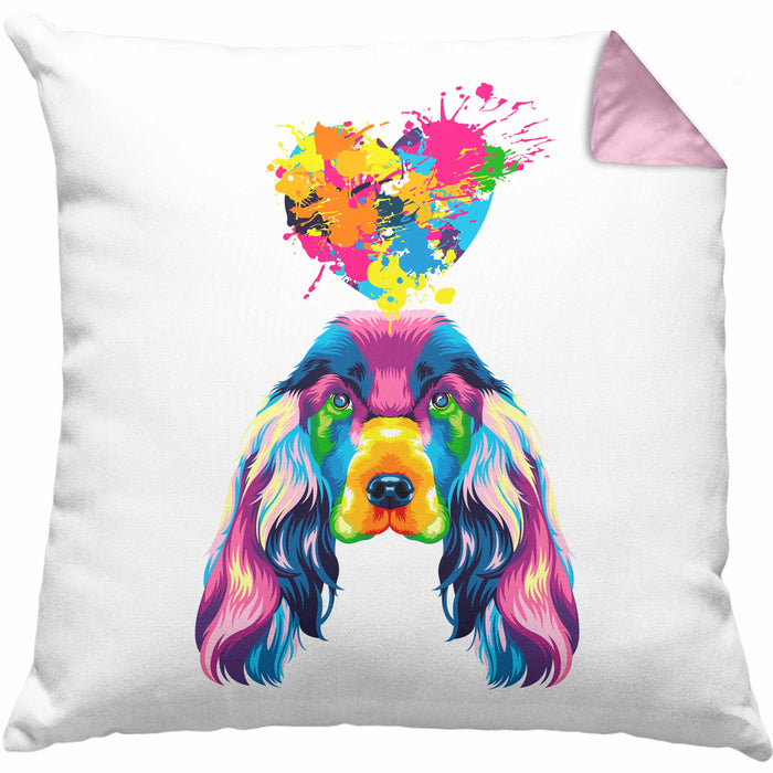 Cocker Spaniel Herz Farbe Besitzer Kissen mit Füllung 40x40 Geschenk Lustiger Spruch Geschenkidee Cocker Spaniel Liebhaber (Grau) Rosa Trendation