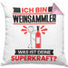 Weinsammler Kissen mit Füllung 40x40 Geschenk für Weinsammler Geburtstag Lustiger Spruch Was Ist Deine Superkraft (Grau) Rosa Trendation