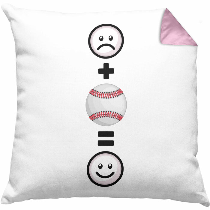 Baseball Kissen mit Füllung 40x40 Geschenk für Baseball-Spieler Lustige Geschenkidee :( + Baseball = :) Geburtstag (Grau) Rosa Trendation
