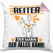 Reiter Kissen mit Füllung 40x40 Geschenk für Reiter Der Mann Der Alles Kann Geschenkidee zum Geburtstag (Grau) Rosa Trendation