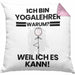 Yogalehrer Geschenk Kissen mit Füllung 40x40 Lustiger Spruch Ich Bin Yogalehrer Warum Weil Ich Es Kann Geschenkidee Bester Yogalehrer Geburtstag (Grau) Rosa Trendation