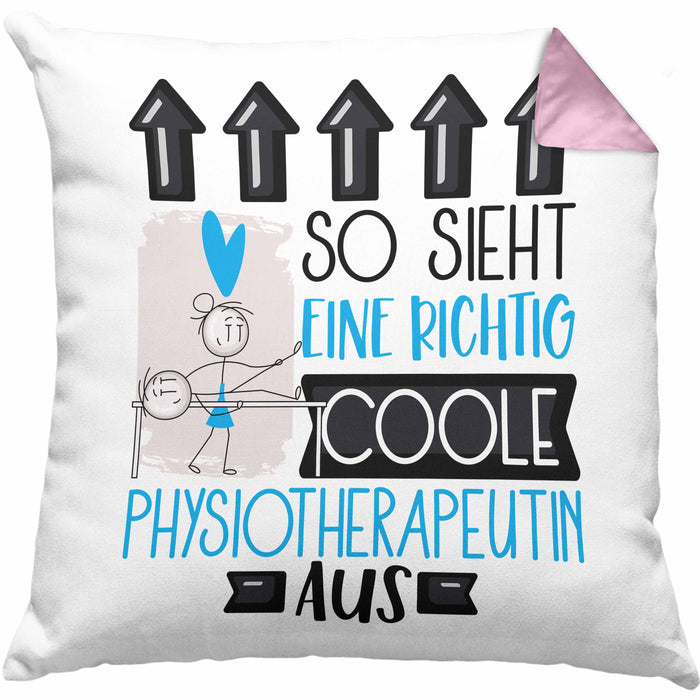Physiotherapeutin Geschenk Kissen mit Füllung 40x40 Lustig Geschenkidee für Physiotherapeutin Geburtstag So Sieht Eine Richtig Coole Physiotherapeutin Aus Frauen Spruch (Grau) Rosa Trendation