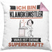 Klangkünstler Kissen mit Füllung 40x40 Geschenk für Klangkünstler Geburtstag Lustiger Spruch Was Ist Deine Superkraft (Grau) Rosa Trendation