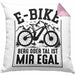 E-Bike Fahrer Geschenk Kissen mit Füllung 40x40 Elektro-Fahrrad Berg Oder Tal Ist Mir Egal Geschenkidee (Grau) Rosa Trendation