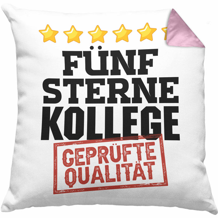 Bester Kollege Kissen mit Füllung 40x40 Geschenk für Besten Arbeitskollegen Lustiger Spruch 5 Sterne Kollege Geprüfte Qualität (Grau) Rosa Trendation