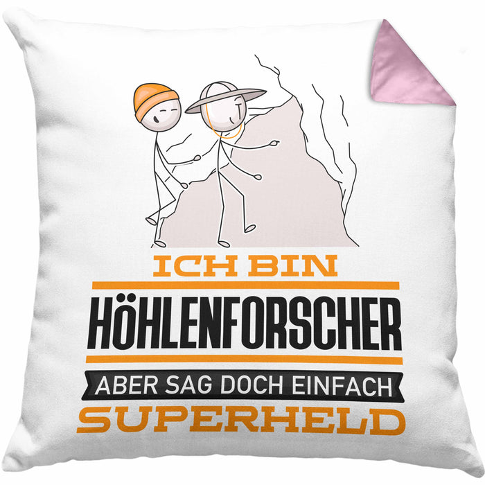 Höhlenforscher Geschenk Kissen mit Füllung 40x40 Ich Bin Höhlenforscher Aber Sag Doch Einfach Superheld Lustige Geschenkdiee für Höhlenforscher (Grau) Rosa Trendation