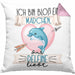 Delfine Kissen mit Füllung 40x40 Geschenk Frauen Ich Bin Bloß Ein Mädchen Das Delfine Liebt Delfine-Liebhaberin Geschenk Spruch Geburtstag (Grau) Rosa Trendation