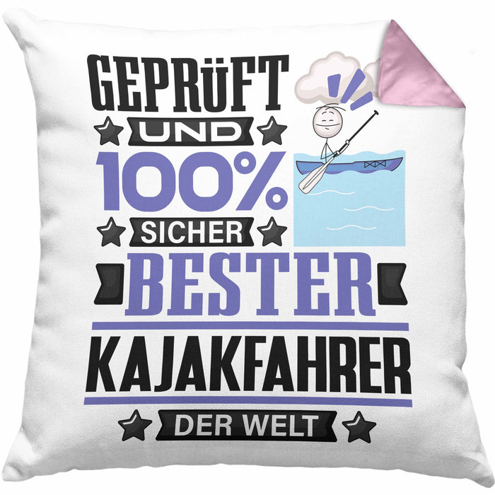 Kajakfahrer Geschenk Lustiger Spruch für Kajakfahrer Geschenkidee Bester Kajakfahrer Der WeltKissen mit Füllung 40x40 (Grau) Rosa Trendation