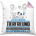 Tierfreund Geschenk Kissen mit Füllung 40x40 Ich Bin Tierfreund Aber Sag Doch Einfach Superheld Lustige Geschenkdiee für Tierfreund (Grau) Rosa Trendation