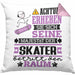 Skater Geschenk Kissen mit Füllung 40x40 Lustiger Spruch Erheben Sie Sich Der Skater Betritt den Raum (Grau) Rosa Trendation