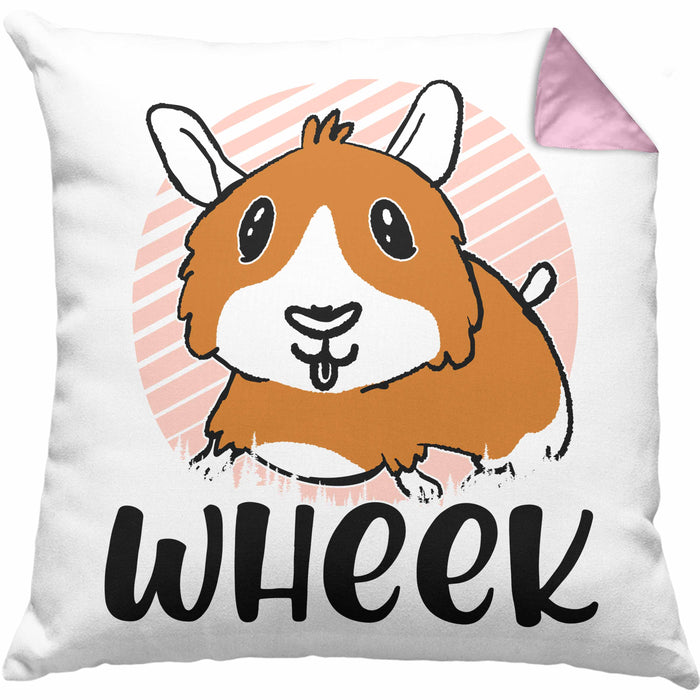 Meerschweinchen Geschenk Kissen mit Füllung 40x40 Spruch Meerschweinchen-Besitzerin Geschenkidee Wheek (Grau) Rosa Trendation
