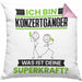 Konzertgänger Kissen mit Füllung 40x40 Geschenk für Konzertgänger Geburtstag Lustiger Spruch Was Ist Deine Superkraft (Grau) Rosa Trendation
