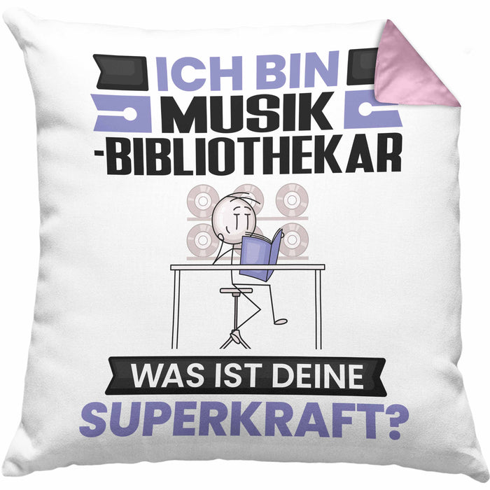 Musikbibliothekar Kissen mit Füllung 40x40 Geschenk für Musikbibliothekar Geburtstag Lustiger Spruch Was Ist Deine Superkraft (Grau) Rosa Trendation