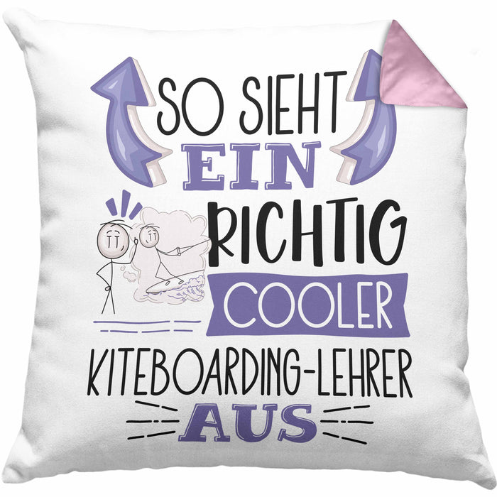 So Sieht Ein Richtig Cooler Kiteboarding-Lehrer Aus Kissen mit Füllung 40x40 Geschenk für Kiteboarding-Lehrer Geburtstag Geschenkdiee (Grau) Rosa Trendation