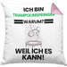 Trampolinspringer Geschenk Kissen mit Füllung 40x40 Lustiger Spruch Ich Bin Trampolinspringer Warum Weil Ich Es Kann Geschenkidee Bester Trampolinspringer Geburtstag (Grau) Rosa Trendation