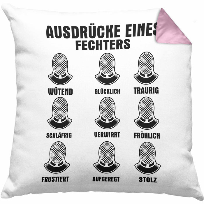 Fechter Geschenk Kissen mit Füllung 40x40 Geschenkidee Fechten Ausdrücke Eines Fechters Lustiger Spruch (Grau) Rosa Trendation