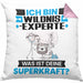 Wildnixexperte Kissen mit Füllung 40x40 Geschenk für Wildnixexperte Geburtstag Lustiger Spruch Was Ist Deine Superkraft (Grau) Rosa Trendation
