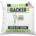 Bäcker Kissen mit Füllung 40x40 Geschenk für Bäcker Geburtstag Lustiger Spruch Was Ist Deine Superkraft (Grau) Rosa Trendation
