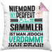 Sammler Geschenk Kissen mit Füllung 40x40 Lustige Geschenkidee für Sammler Geburtstag Niemand Ist Perfekt Aber Als Sammler Ist Man Nah Dran (Grau) Rosa Trendation