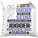 Jogger Geschenk Kissen mit Füllung 40x40 Lustiger Spruch Erheben Sie Sich Der Jogger Betritt den Raum (Grau) Rosa Trendation