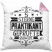 Praktikant Kissen mit Füllung 40x40 Geschenk Lustiger Spruch 5 Sterne Praktikant Geprüfte Qualiät (Grau) Rosa Trendation