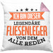 Fliesenleger Kissen mit Füllung 40x40 Geschenk Spruch Geschenkidee Legendäre Fliesenleger (Grau) Rosa Trendation