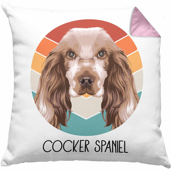 Cocker Spaniel Besitzer Kissen mit Füllung 40x40 Geschenk Lustiger Spruch Geschenkidee Cocker Spaniel Mama Papa (Grau) Rosa Trendation
