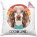 Cocker Spaniel Besitzer Kissen mit Füllung 40x40 Geschenk Lustiger Spruch Geschenkidee Cocker Spaniel Mama Papa (Grau) Rosa Trendation