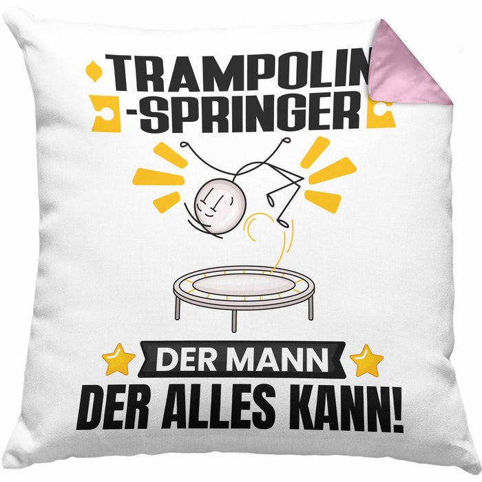 Trampolinspringer Kissen mit Füllung 40x40 Geschenk für Trampolinspringer Der Mann Der Alles Kann Geschenkidee zum Geburtstag (Grau) Rosa Trendation