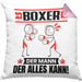 Boxer Kissen mit Füllung 40x40 Geschenk für Boxer Der Mann Der Alles Kann Geschenkidee zum Geburtstag (Grau) Rosa Trendation