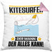Kitesurfer Kissen mit Füllung 40x40 Geschenk für Kitesurfer Der Mann Der Alles Kann Geschenkidee zum Geburtstag (Grau) Rosa Trendation