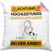 Hundeliebhaber Kissen mit Füllung 40x40 Geschenk Lustiger Spruch Geschenkidee für Hundeliebhaber Achtung Hochleistungs Hundeliebhaber Bei Der Arbeit (Grau) Rosa Trendation