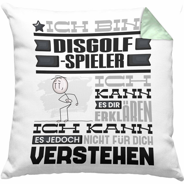 Discgolf-Spieler Geschenk Kaffee-Kissen mit Füllung 40x40 Geschenkidee für Discgolf-Spieler Ich Bin Discgolf-Spieler Ich Kann Es Dir Erklären Jedoch Nicht Für Dich Verstehen Spruch Lustig (Grau) Grün Trendation