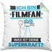 Filmfan Kissen mit Füllung 40x40 Geschenk für Filmfan Geburtstag Lustiger Spruch Was Ist Deine Superkraft (Grau) Grün Trendation