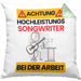 Songwriter Kissen mit Füllung 40x40 Geschenk Lustiger Spruch Geschenkidee für Songwriter Achtung Hochleistungs Songwriter Bei Der Arbeit (Grau) Grün Trendation
