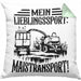 Lieblingssport Maistransport Kissen mit Füllung 40x40 Geschenk Landwirt Bauer Geschenkidee Landwirtschaft Häferl (Grau) Grün Trendation