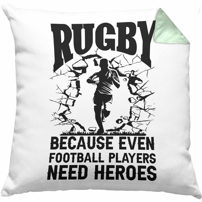 Rugby Kissen mit Füllung 40x40 Geschenk Spruch Geschenkidee für Rugbyspieler (Grau) Grün Trendation
