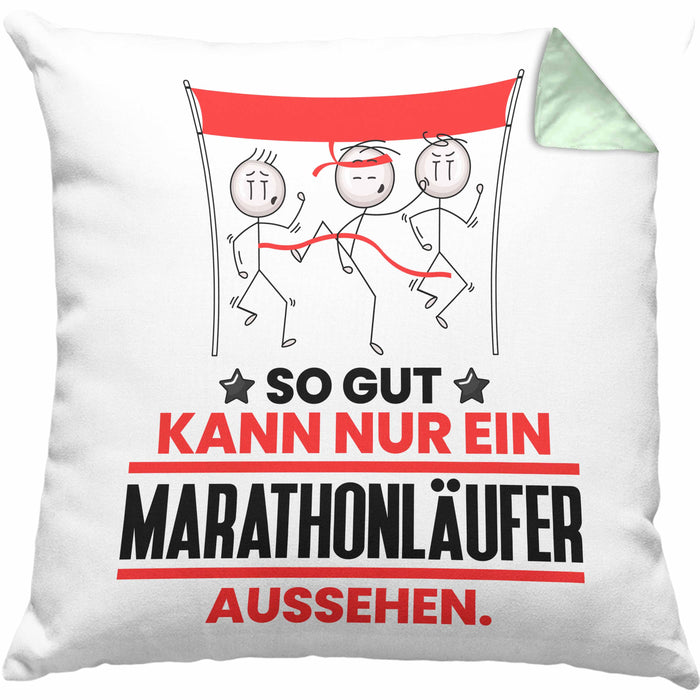 Marathonläufer Geschenk Kissen mit Füllung 40x40 So Gut Kann Nur Ein Marathonläufer Aussehen Geschenkidee (Grau) Grün Trendation